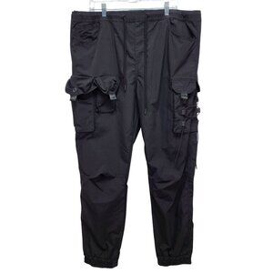 Mens Decibel 2XL Black Cargo Jogger Pants With Elastic Waist & Ankle Cuffs